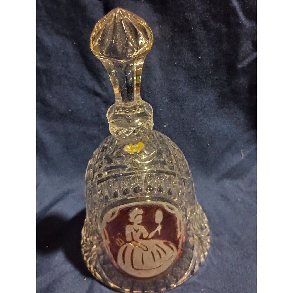 Vintage My Lady Red Hand Cut Maidan Glass 7 1/2" Bell